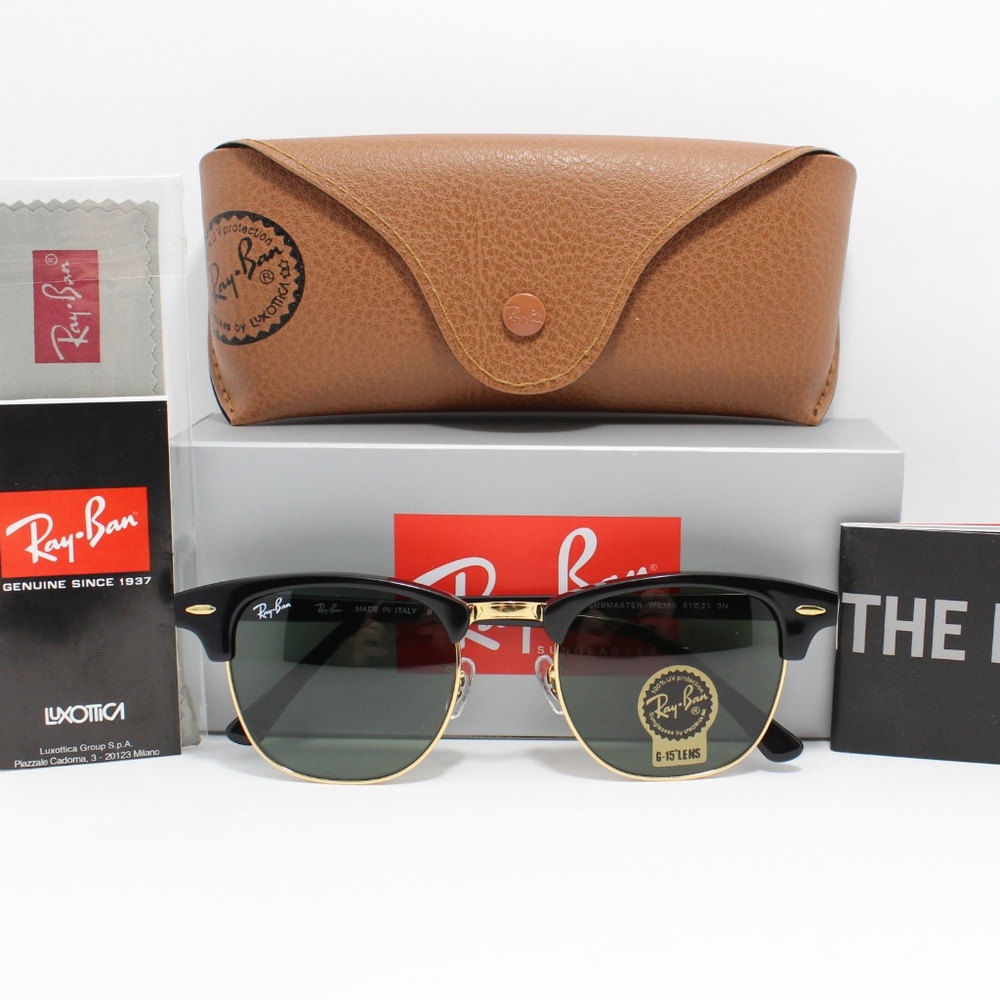 RAY-BAN RB 3016 W0365 BLACK/ARISTA GOLD CLUBMASTER